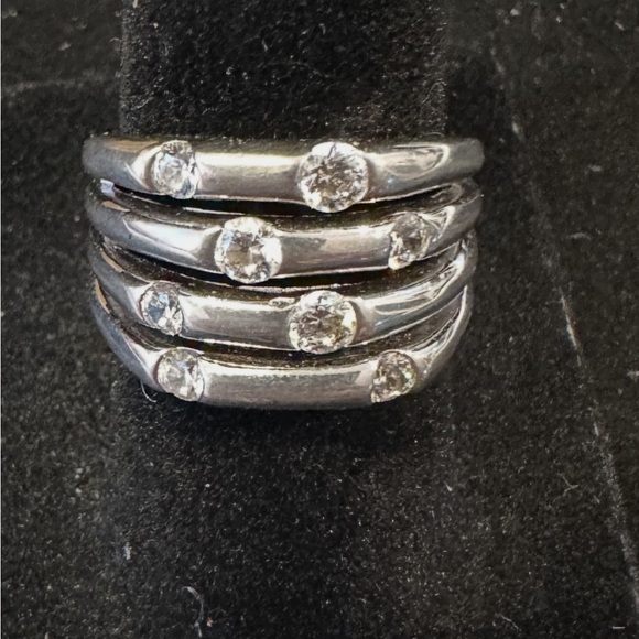 Jewelry - Elegant Silver Band Ring with CZ 925 China